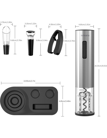 Sacacorchos Eléctrico Novara 4 en 1 Recargable Acero Inoxidable