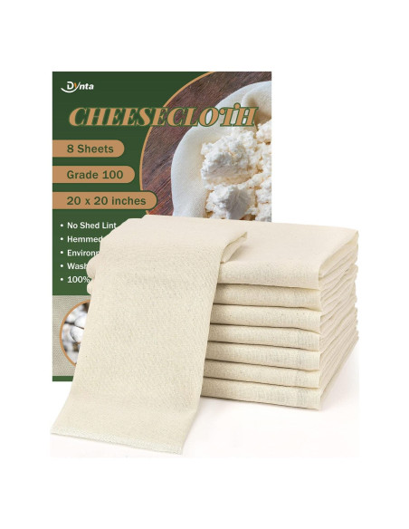 Gasa de Algodón Dynta Grado 100 8 Piezas 20x20 cm Reutilizables