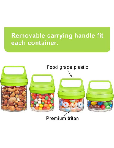 Tarros Apilables Seleware para Snacks, 4 Piezas 916ml Verde