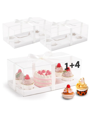 Cajas de Cupcakes Transparentes JCD 1+4 - 3 Piezas