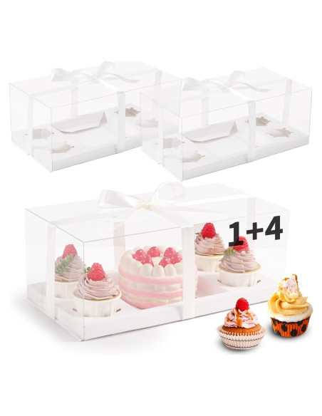 Cajas de Cupcakes Transparentes JCD 1+4 - 3 Piezas