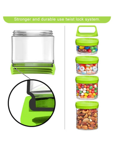 Tarros Apilables Seleware para Snacks, 4 Piezas 916ml Verde