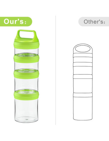 Tarros Apilables Seleware para Snacks, 4 Piezas 916ml Verde
