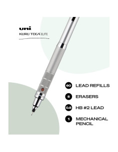 Lápiz Mecánico Uniball Kuru Toga Elite 0.5mm con 60 Recargas 2
