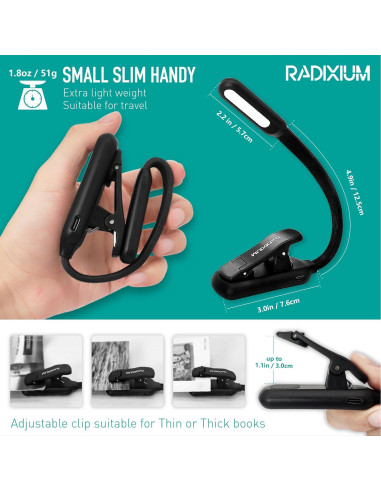 Luz de Libro Recargable Somisgarden AI4800BM 9 LEDs 50H USB-C