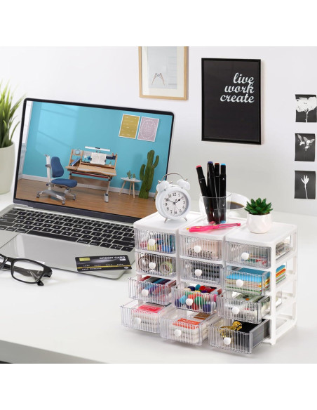 Organizador de Escritorio Eorbow 3 Paquetes 12 Cajones Plástico