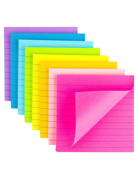 Notas Adhesivas Rayadas Kozerite 10.16x10.16cm 8 Colores