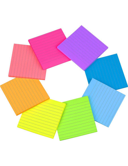 Notas Adhesivas Rayadas Kozerite 10.16x10.16cm 8 Colores