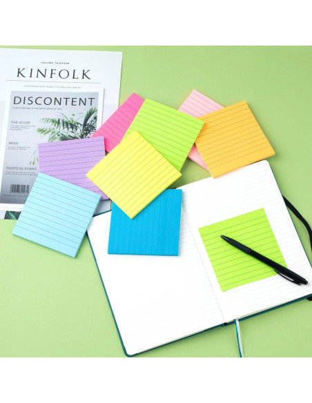 Notas Adhesivas Rayadas Kozerite 10.16x10.16cm 8 Colores