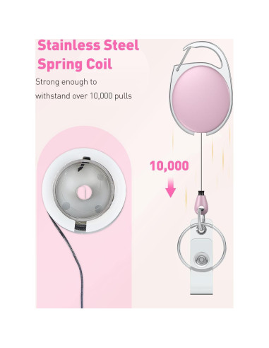 Carrete Retráctil Uniclife 2 Paquete Rosa 61 cm Resistente