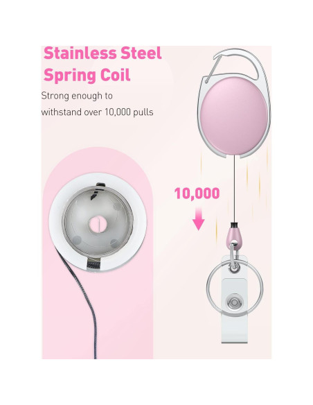 Carrete Retráctil Uniclife 2 Paquete Rosa 61 cm Resistente