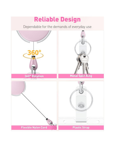 Carrete Retráctil Uniclife 2 Paquete Rosa 61 cm Resistente