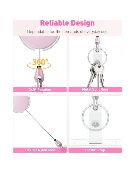 Carrete Retráctil Uniclife 2 Paquete Rosa 61 cm Resistente