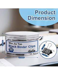 Paquete de 132 Clips de Carpeta Pequeños WinJiaYao Negros 2