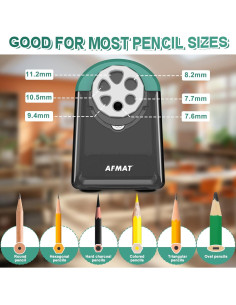 Sacapuntas Eléctrico AFMAT Verde 6 Agujeros Ahorra Lápices 2