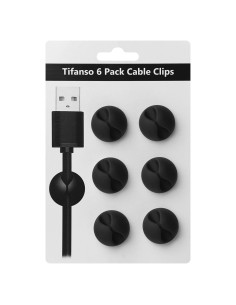 Clips de Cable Adhesivos Tifanso 6PCS Negro - Organizador de Escritorio