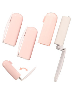 3 Rodillos Quitapelusas Mini Portátiles KURTOPLLY Rosa 10x3cm