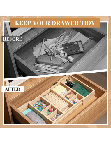 Organizador de Cajones Expandible Weysat de Bambú 30-50cm