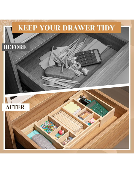 Organizador de Cajones Expandible Weysat de Bambú 30-50cm
