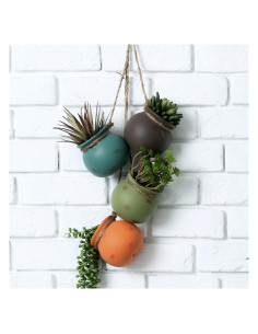 Juego de 4 macetas colgantes MyGift cerámica desierto suroeste