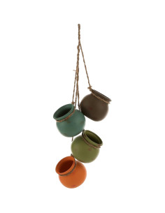 Juego de 4 macetas colgantes MyGift cerámica desierto suroeste 2