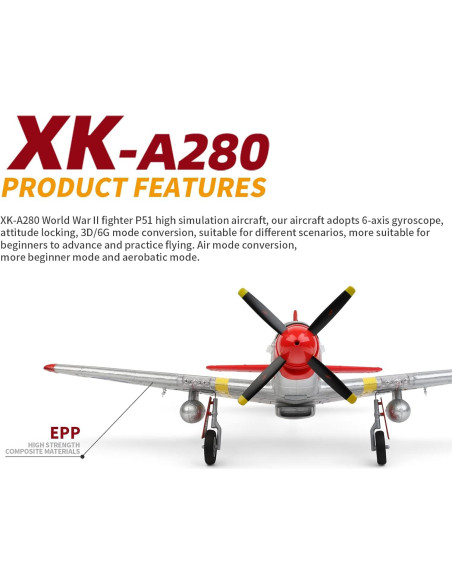 Avión RC GoolRC XK A280 2.4GHz 4 Canales con Giroscopio