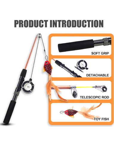 Juguete para Gatos Jieffifa con Plumas y Plata Natural