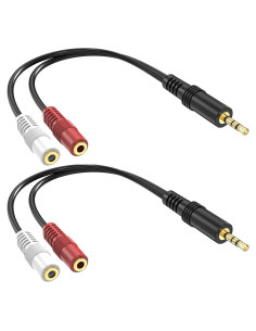 Cable divisor de audio 3.5mm TRS a 2 TS hembra RFAdapter 15.24cm