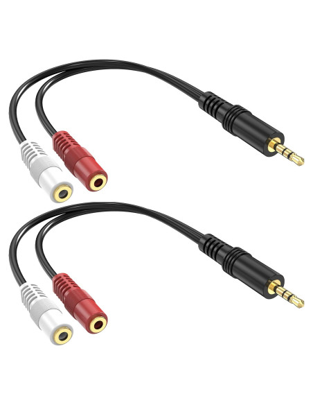 Cable divisor de audio 3.5mm TRS a 2 TS hembra RFAdapter 15.24cm