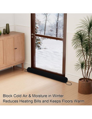 Tapón de Corrientes de Aire Hyha 91 cm Negro, Bloquea Frío y Calor