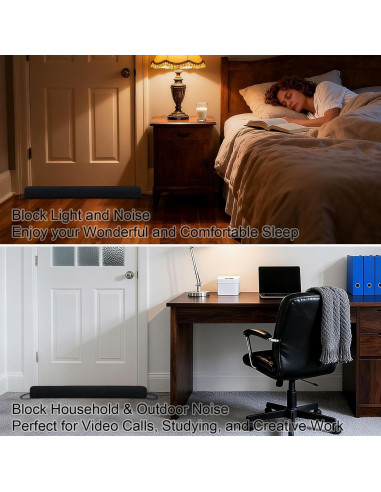 Tapón de Corrientes de Aire Hyha 91 cm Negro, Bloquea Frío y Calor