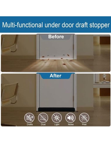 Tapón de Corrientes de Aire Hyha 91 cm Negro, Bloquea Frío y Calor