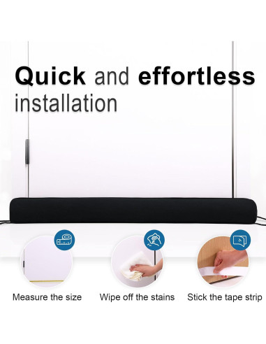 Tapón de Corrientes de Aire Hyha 91 cm Negro, Bloquea Frío y Calor