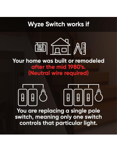 Interruptor de Luz Inteligente Wyze WiFi 2.4GHz Blanco 1-Pack 2