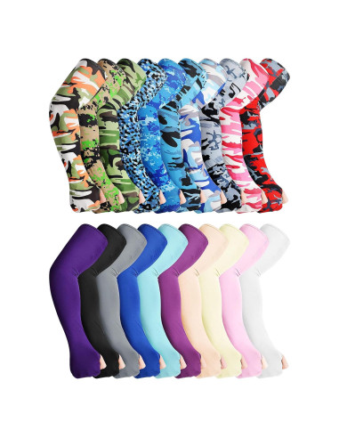 20 Pares Mangas Protectores para el Sol Geyoga Unisex Seda Fría