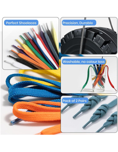 Cintas Planas para Zapatillas 2 Pares 137cm Poliéster 27 Colores