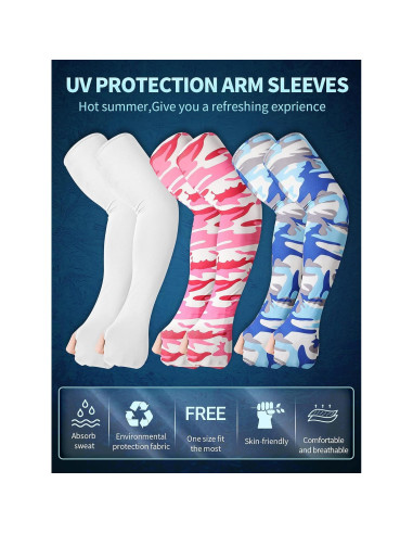 20 Pares Mangas Protectores para el Sol Geyoga Unisex Seda Fría