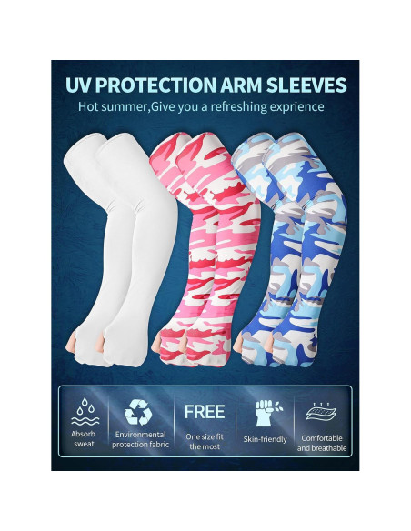 20 Pares Mangas Protectores para el Sol Geyoga Unisex Seda Fría