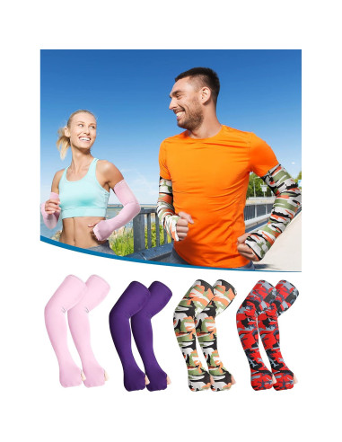 20 Pares Mangas Protectores para el Sol Geyoga Unisex Seda Fría