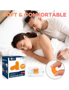 Tapones para Oídos VOISEN 200 Pares 32dB NRR Naranja 2