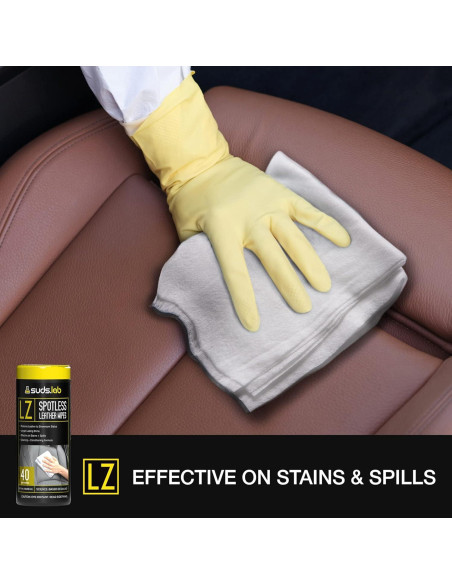 Toallitas de Cuero LZ Spot-Less - Limpia, Acondiciona y Protege - 40 Unidades