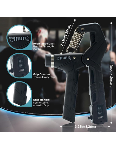 Entrenador de Fuerza de Agarre Uiuqekel Ajustable 5-100 kg