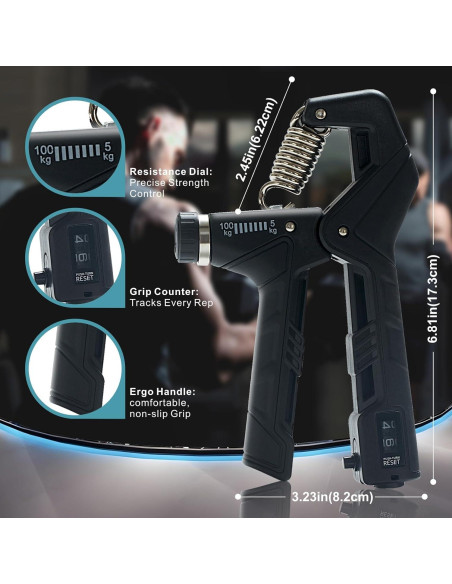 Entrenador de Fuerza de Agarre Uiuqekel Ajustable 5-100 kg