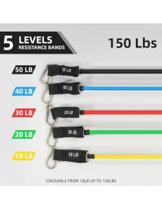 Juego de Bandas de Resistencia Fitvids 5 Niveles 4.5-22.7kg 2