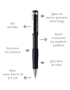 Lápiz Mecánico Pentel Twist-Erase III 0.7mm Paquete de 12 2