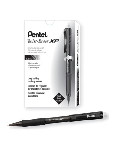Lápiz Mecánico Pentel QE419A Twist-Erase 0.9mm Negro - 12 Unidades