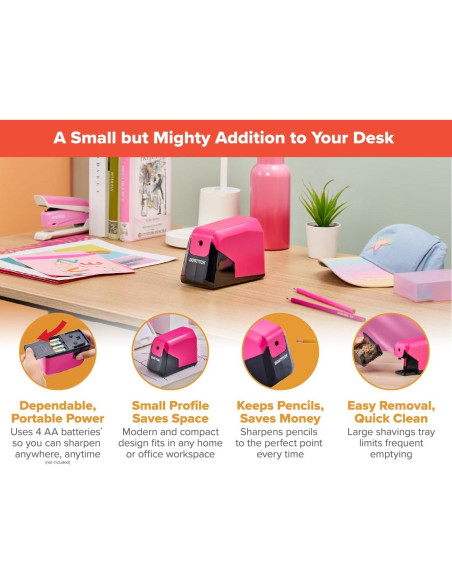 Sacapuntas eléctrico Bostitch BPS4-PINK, rosa, 4x vida cortador