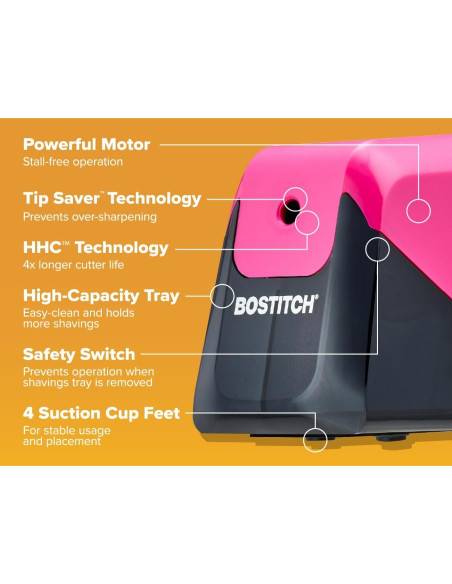 Sacapuntas eléctrico Bostitch BPS4-PINK, rosa, 4x vida cortador
