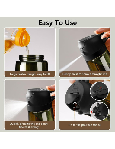 Dispensador y Pulverizador de Aceite SWEET VIEW 470ml Negro