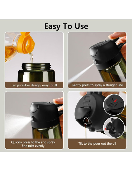 Dispensador y Pulverizador de Aceite SWEET VIEW 470ml Negro